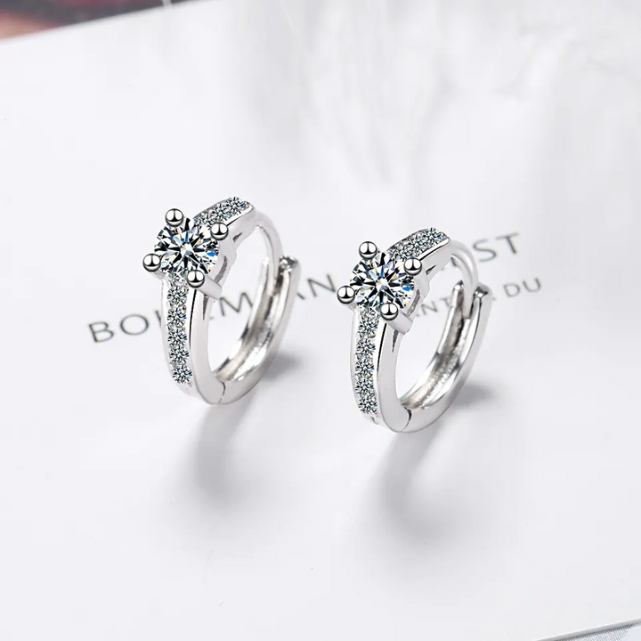 Kleine Creolen mit Zirkonia Sterlingsilber 925 Rund Damen Ohrringe - Vipfashion797