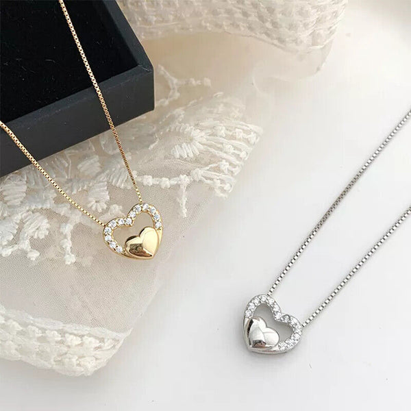 Halskette Herz Sterlingsilber 925 Zirkonia Damen Mädchen Kette Geschenk