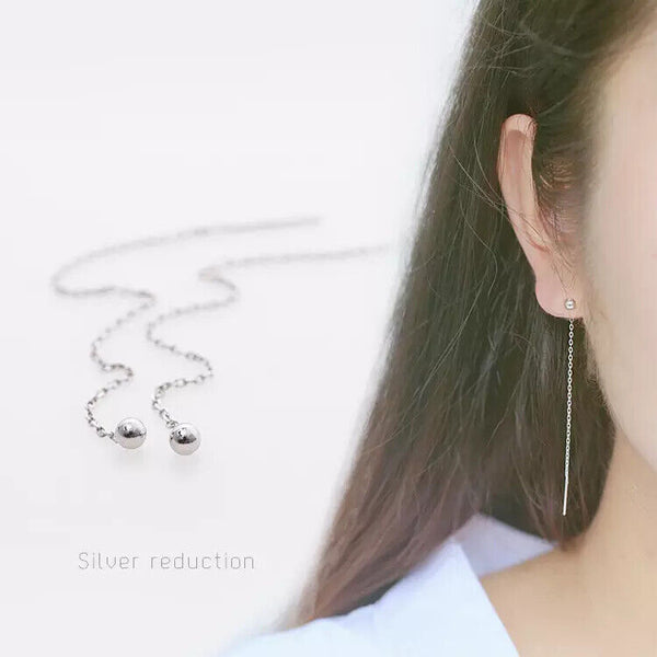 Damen Ohrringe Durchzieher Kugel Sterling Silber 925 Gold Rose Ohrhänger