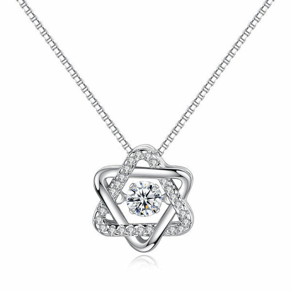 Damen Halskette Stern Sterling Silber 925 Zirkonia