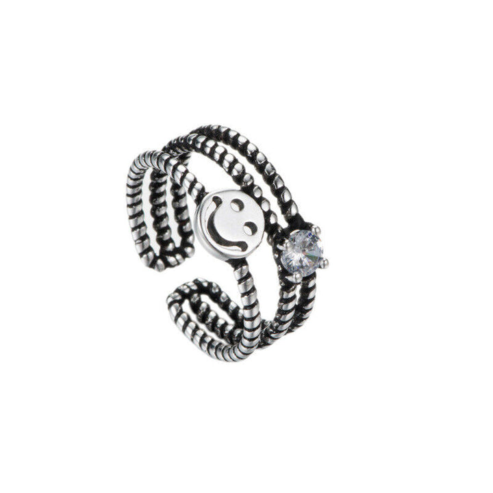 Damen Ring smile Silber 925 Geschwärzt offen 49-55 - Vipfashion797