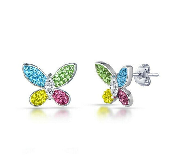 Ohrstecker Schmetterlinge Ohrringe Multizirkon Butterfly Damen Mädchen glitzernd