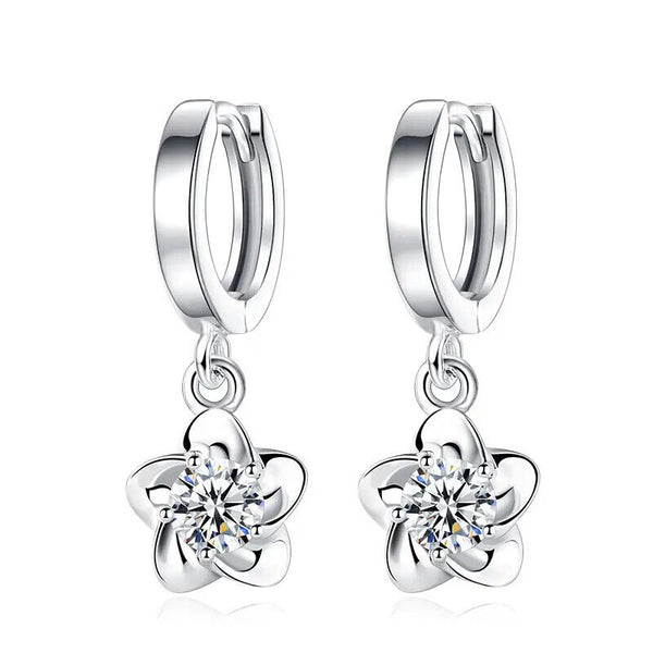 Ohrringe Creolen Blumen Zirkonia Sterling Silber 925 Damen Mädchen