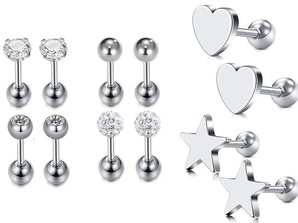 Ohrringe Piercing Set Gesundheitsstecker 316L mit Schrauben Verschluss