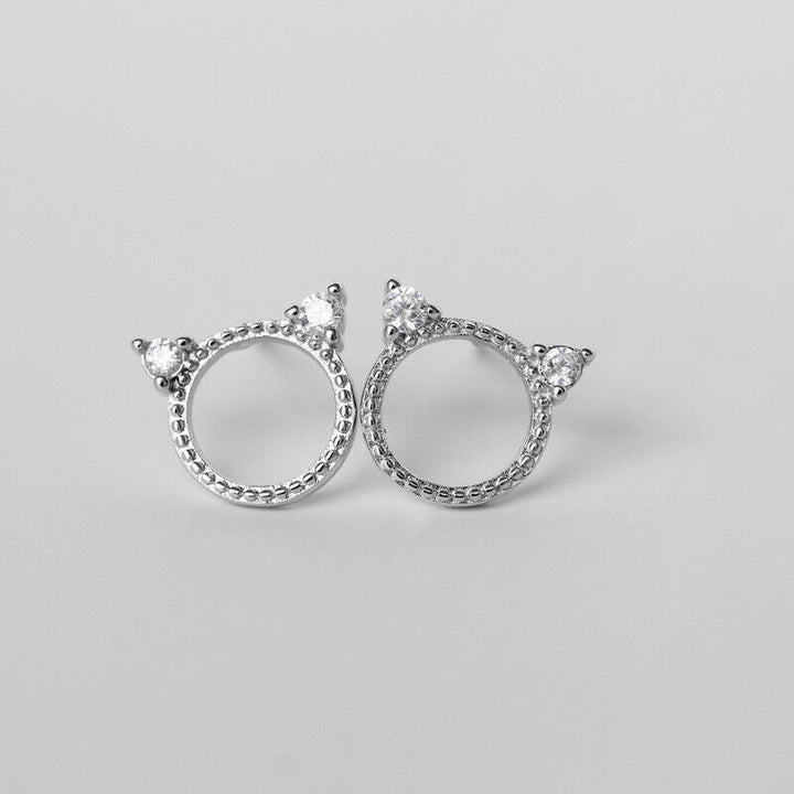 Ohrstecker Katze Sterling Silber 925 Zirkonia Damen Ohrringe 8mm - Vipfashion797