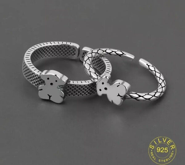 Damne Ring Bär echt 925 Sterling Silber Größenveränderbare 49-53