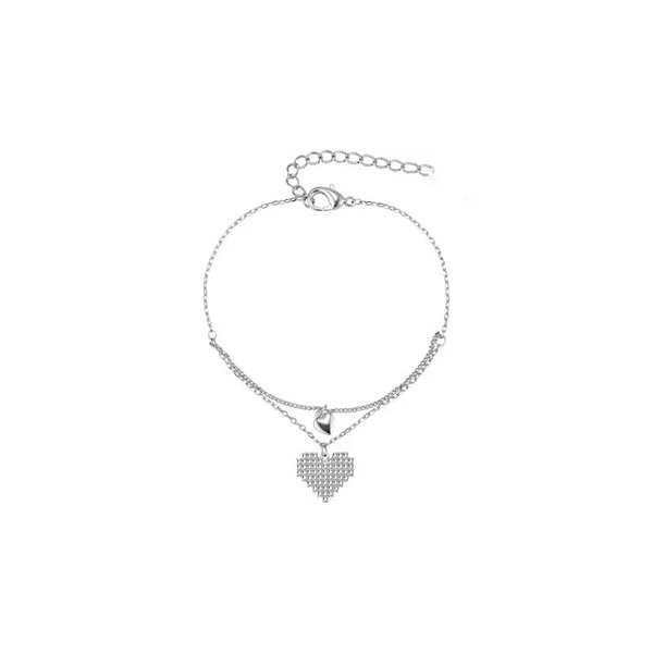 Damen Armband Doppelherz Sterling Silber 925 mit Zirkonia - Vipfashion797