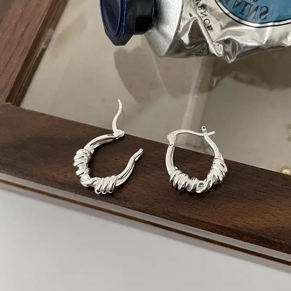Creolen Runden Sterling Silber 925 Damen Ohrringe Ohrhänger