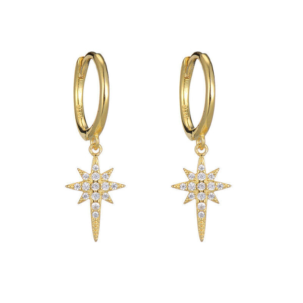 Creole Stern Sterling Silber 925 Zirkonia Damen Mädchen Ohrringe