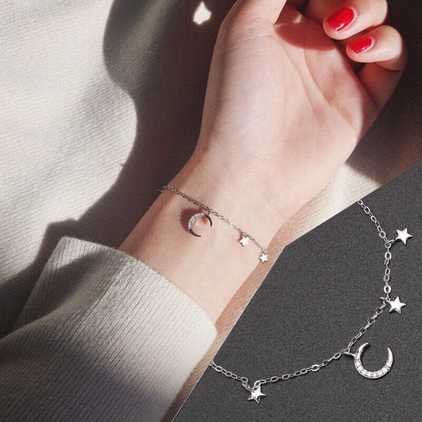 Armkette Stern-Mond Sterling Silber 925 / 16-21cm Damen Fußkette