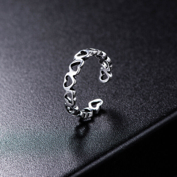 Ring Herzen Sterling Silber 925 verstellbar 48-53