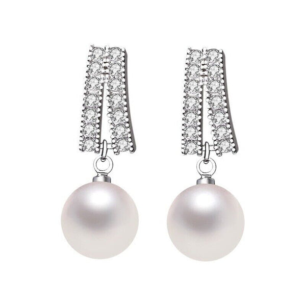 Ohrringe Anhänger Perle Silber 925 Zirkonia Damen Ohrringe Ohrhänger