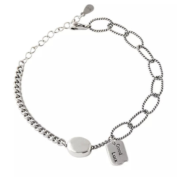 Armband Silber 925 Damen Armkette Viel Glück / 20.5cm