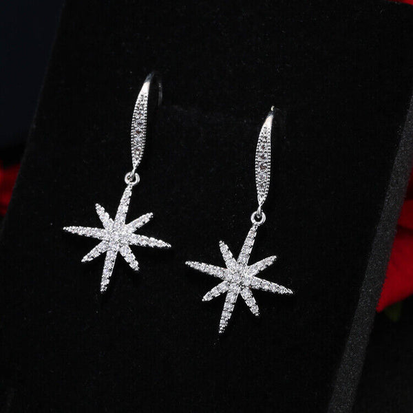 Ohrhänger Polarstern echt Sterlingsilber 925 Zirkonia Stern Damen Ohrring
