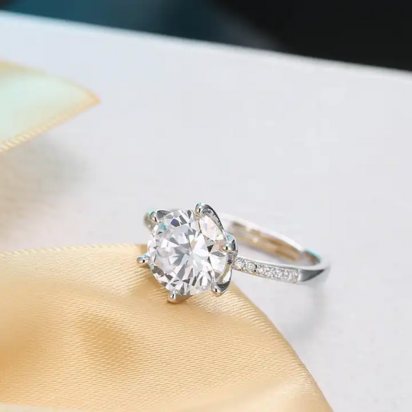 Ring klassisch Solitär Sterlingsilber 925 Zirkonia Damen Verlobungsring