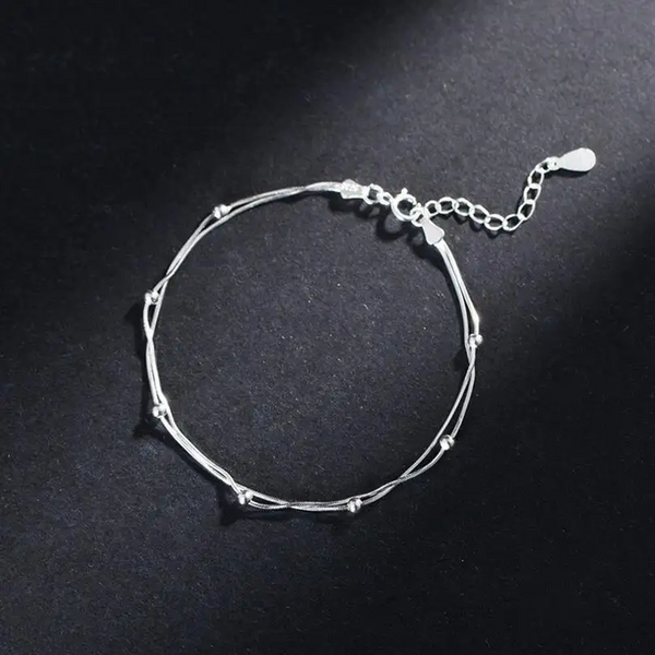 Bälle Doppelte Armkettchen Sterling Silber 925 / 15 + 3 cm
