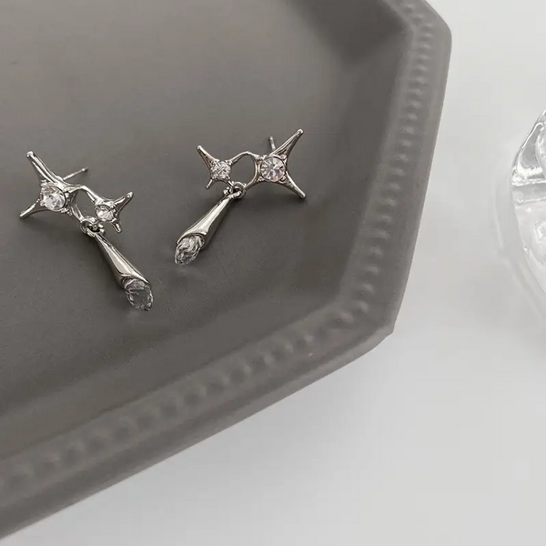 Ohrstecker Sterne mit Anhänger Sterling Silber 925 Zirkonia Damen Ohrringe