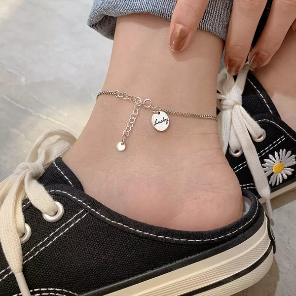 Fußkette mit Anhänger Sterlingsilber ,Lucky 925 Damen Fußkettchen - Vipfashion797