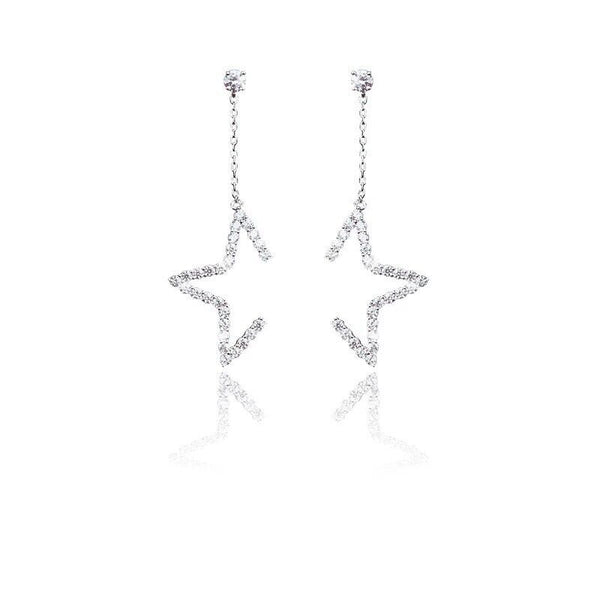 Damen Ohrhänger Stern lang Kette Sterlingsilber 925 Ohrringe