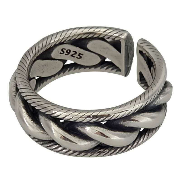 Damen Ring Geflochten echt Sterling Silber 925 Geschwärzt Offen
