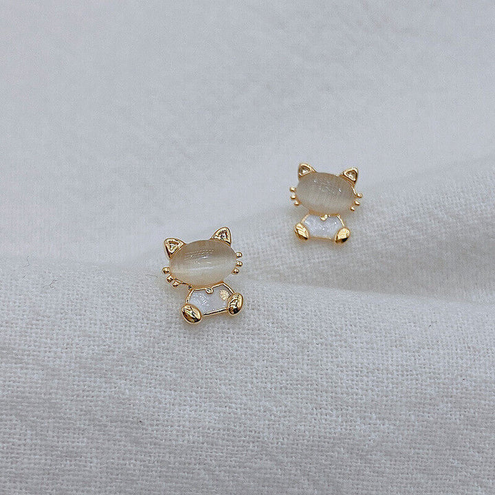 Kleine Ohrringe Katze Silber 925 Damen Mädchen Ohrstecker 5,5mm - Vipfashion797