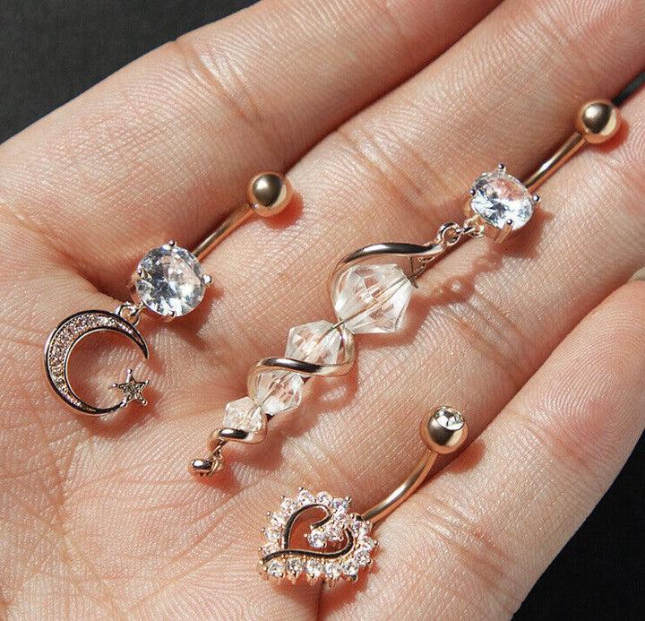 Bauchnabel Piercing Gebogener Stab Zirkon Nabel hervorragende Qualität. - Vipfashion797