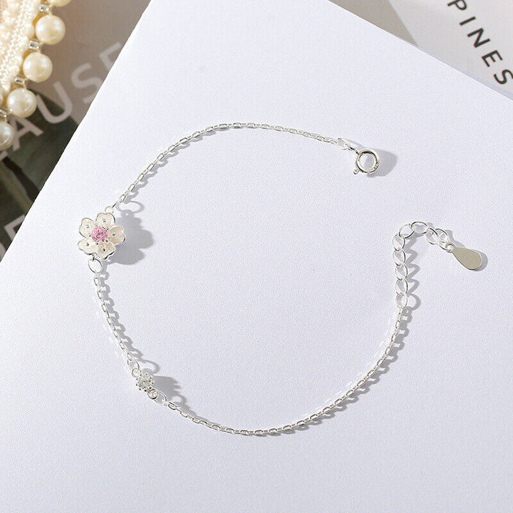 Armband Blume Silber 925 Zirkonia Damen Armkette - Vipfashion797