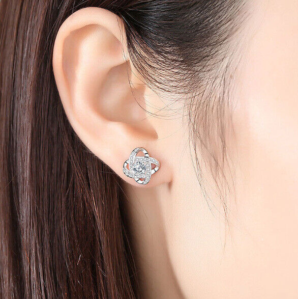 Ohrstecker Blume Blüte Silber 925 Zirkonia Damen Ohrringe - Vipfashion797