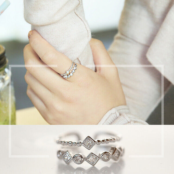 Damen Ring Rund Silber 925 mit Zirkonia Größe verstellbar 52-57