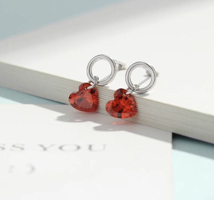 Ohrstecker Herz Sterling Silber 925 Zirkonia Mädchen Damen Ohrringe - Vipfashion797