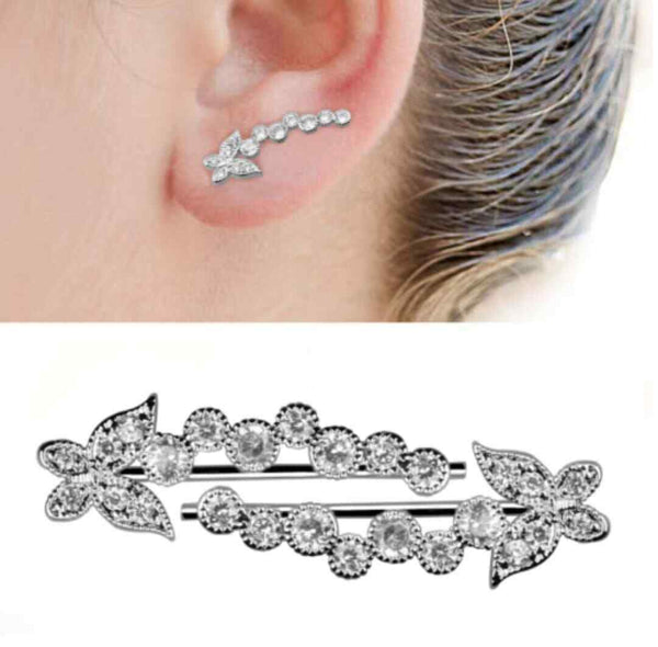 Silber Ohrklemme Schmetterling Paar mit zirkonia Top Qualität