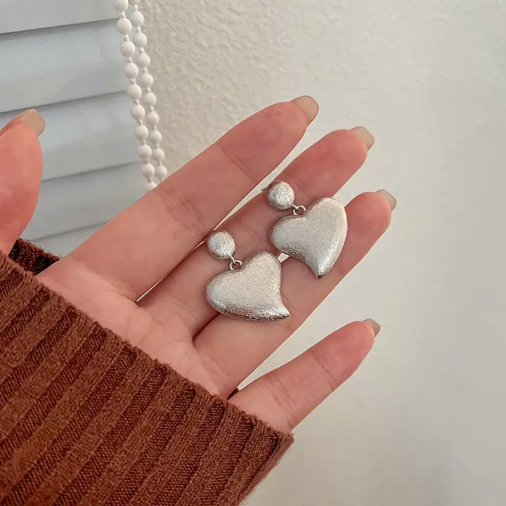 Großes Herz Ohrhänger Sterling Silber 925 Damen Ohrringe - Vipfashion797