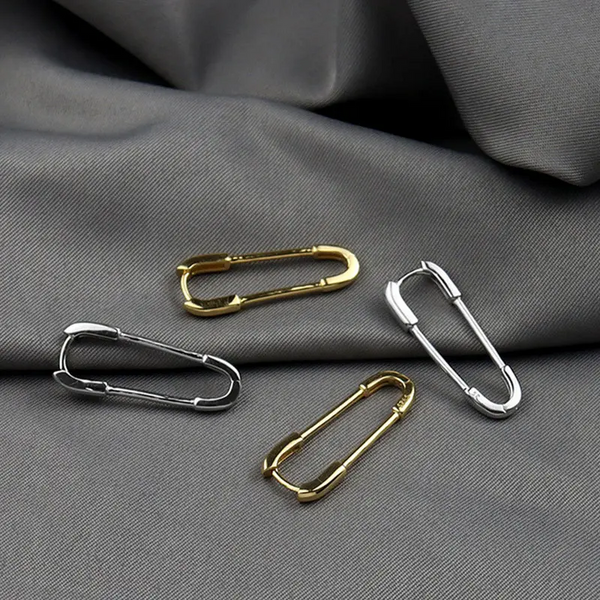 Creolen Sicherheitsnadel Sterling Silber 925 Damen Ohrringe Ohrhänger
