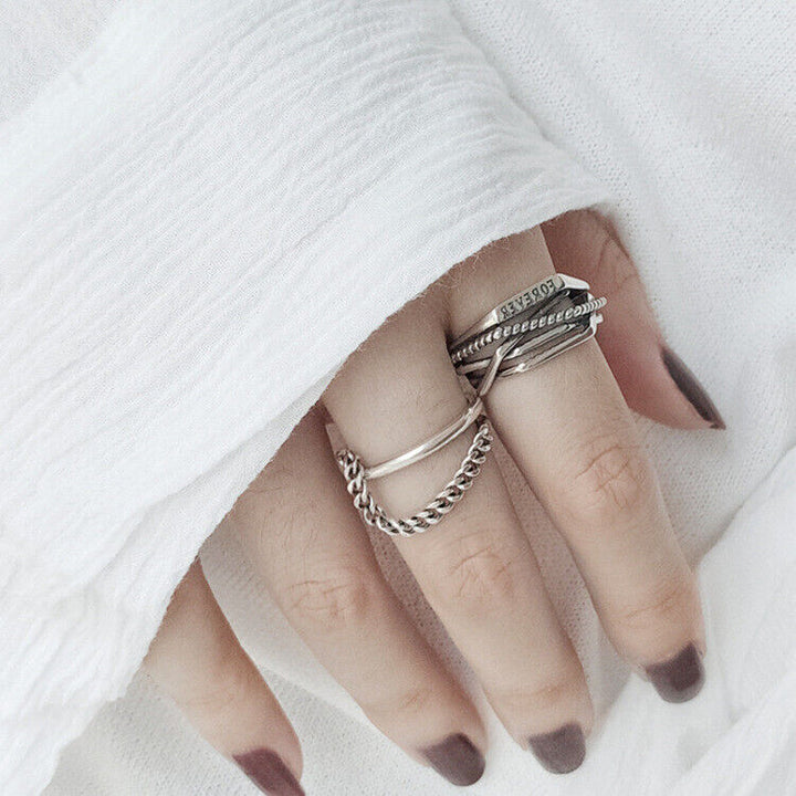 Damen Ring Forever echt Silber 925 Geschwärzt Offen Verstellbar 55-58 - Vipfashion797