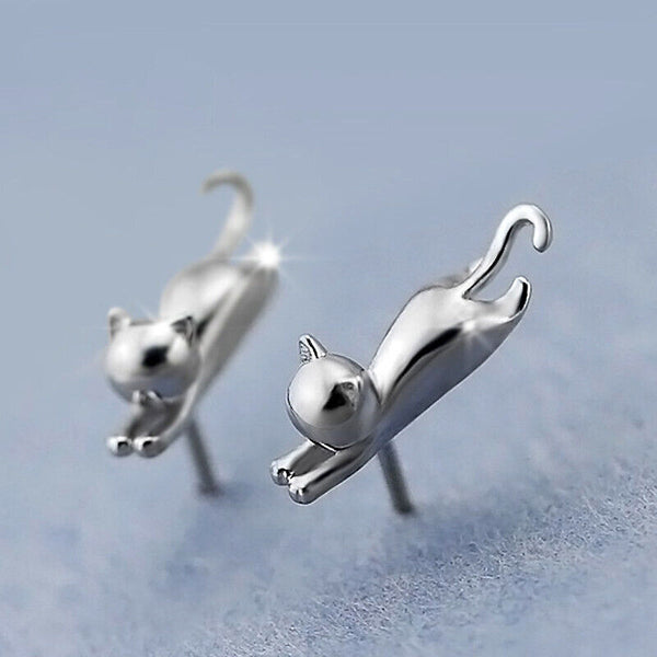 Kleine Ohrstecker Katze Sterling Silber 925 Damen Kinder Ohrringe