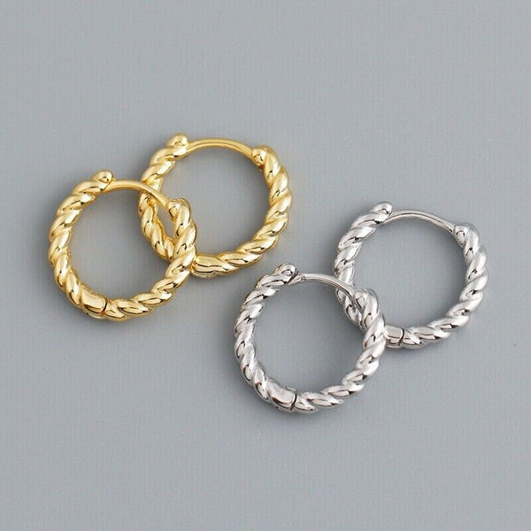 Creolen verdreht Twist Sterling Silber 925 Damen Ohrringe Kreolen
