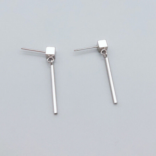 Ohrstecker Ohrhänger Quadrat Silber 925 Zirkonia Damen Ohrringe