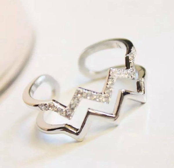 Damen Ring mit Zirkon größenverstellbar 51-55 - Vipfashion797