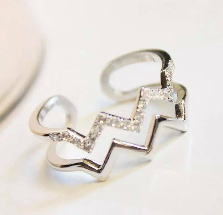 Damen Ring mit Zirkon größenverstellbar 51-55 - Vipfashion797