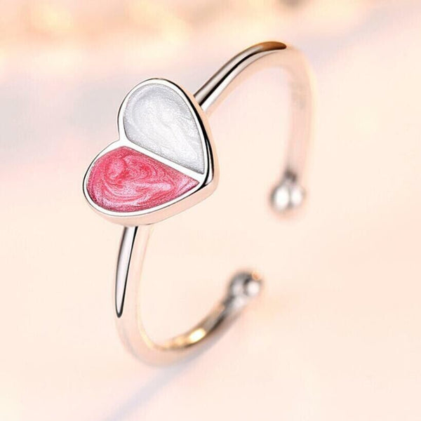 Damen Ring Herz Sterling Silber 925 Damen Mädchen 45-49 verstellbar