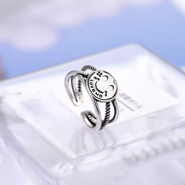 Damen Ring Love Me Sterlingsilber 925 smile Geschwärzt verstellbar 53-57