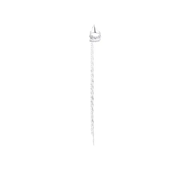 Clip Ohrklemme mit kette Silber 925 Zirkonia OHNE Loch 1 Stück Ohrschmuck