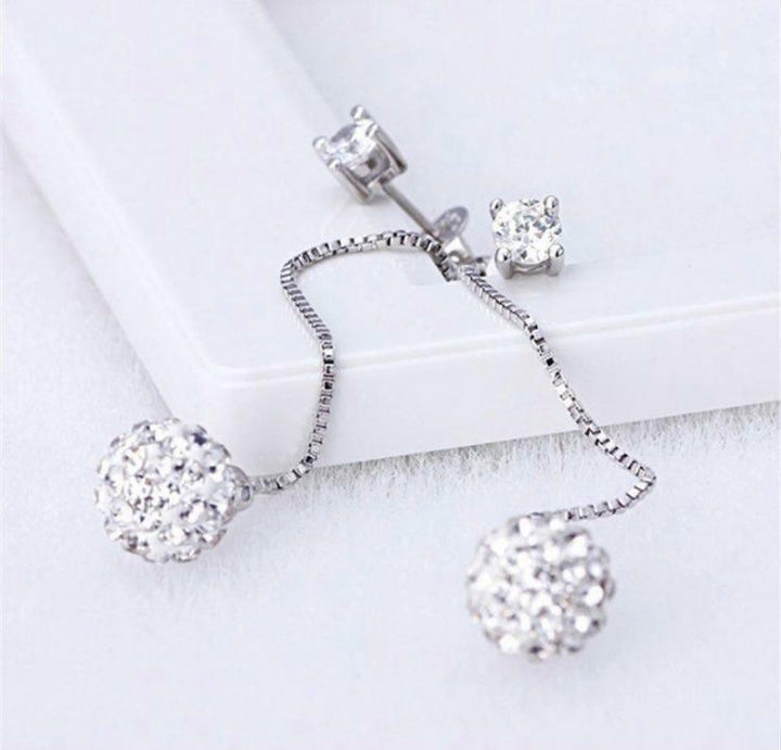 Damen Ohrringe Durchzieher Silbern Kugel 18k Ohrhänger - Vipfashion797
