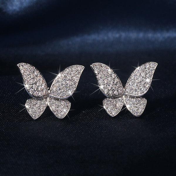 Ohrstecker Schmetterling Platiniert Zirkonia Damen Mädchen Ohrringe 3A