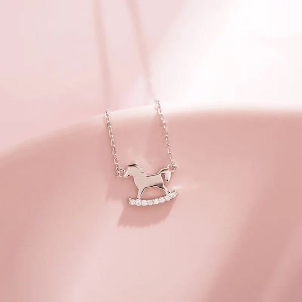 Halskette mit Pferd Sterling Silber 925 Zirkonia Damen Mädchen Kinder
