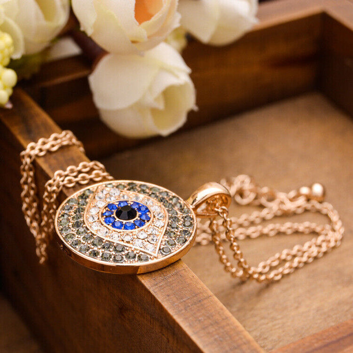Halskette 18k Gold Farben böses Auge 2,5 Amulett Türkisch Arabisch - Vipfashion797