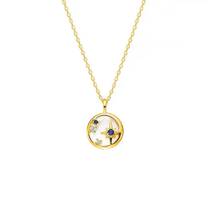 Damen Halskette Blauer Zirkon Stern Silber 925 Zirkonia Collier - Vipfashion797