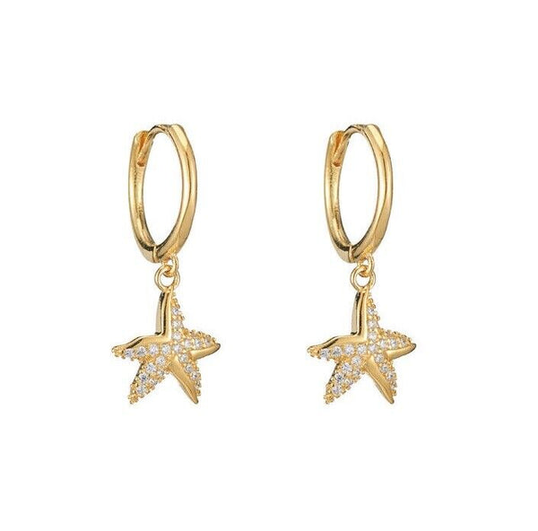 Creolen Seestern Sterlingsilber 925 Zirkonia Damen Mädchen Ohrringe