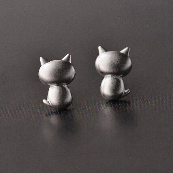 Ohrstecker Katze Rückenansicht  Sterlingsilber 925 Damen Kinder Ohrringe