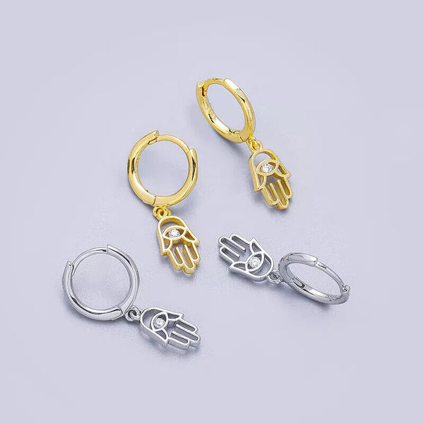 Creolen Anhänger Hand Sterling Silber 925 Damen Ohrringe